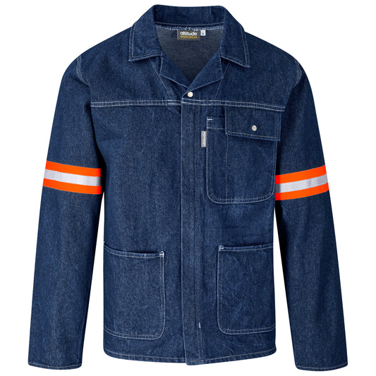 Cast Premium 100% Cotton Denim Jacket - Reflective Arms - Orange Tape (ALT-11162)