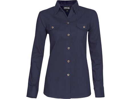 Ladies Long Sleeve Oryx Bush Shirt  - Navy (ALT-OXLL-N)