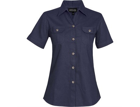 Ladies Short Sleeve Oryx Bush Shirt  - Navy (ALT-OXLS-N)