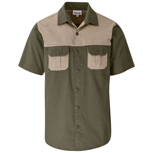 Mens Short Sleeve Serengeti 2-Tone Bush Shirt (ALT-SGMS)