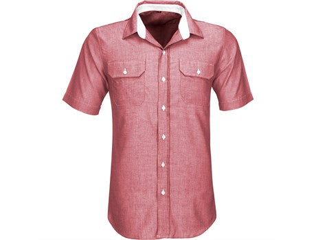 Mens Short Sleeve Windsor Shirt  - Red (BAS-7766-R)