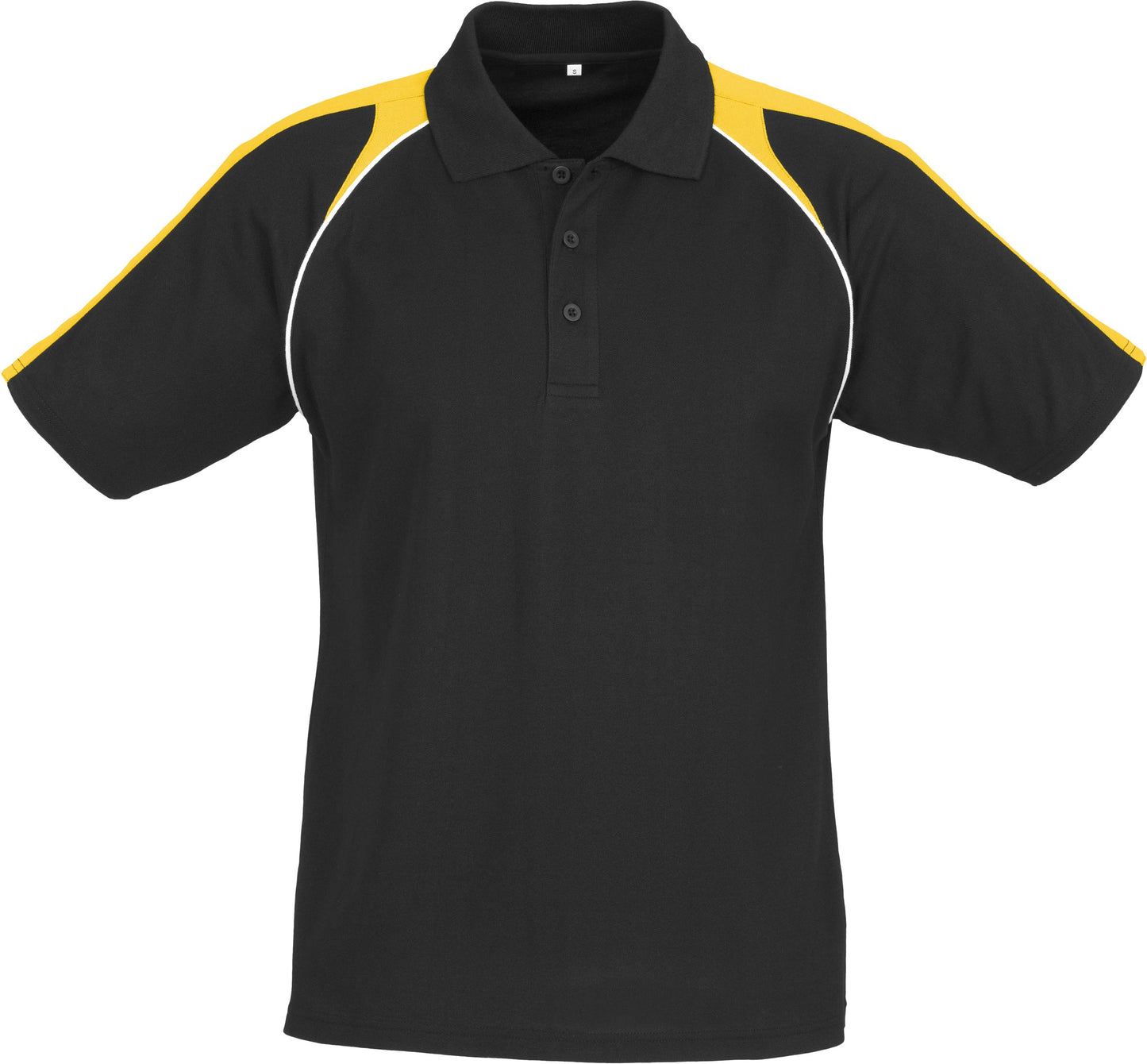 Mens Triton Golf Shirt - Black With Yellow