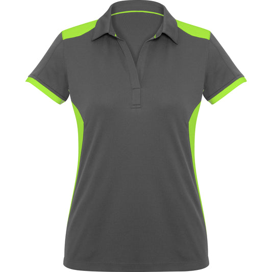 Ladies Rival Golf Shirt - Grey With Lime