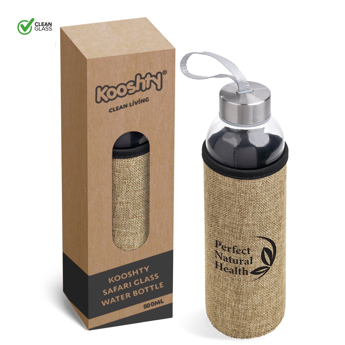 Koosty Safari Glass Water Bottle - 500ml