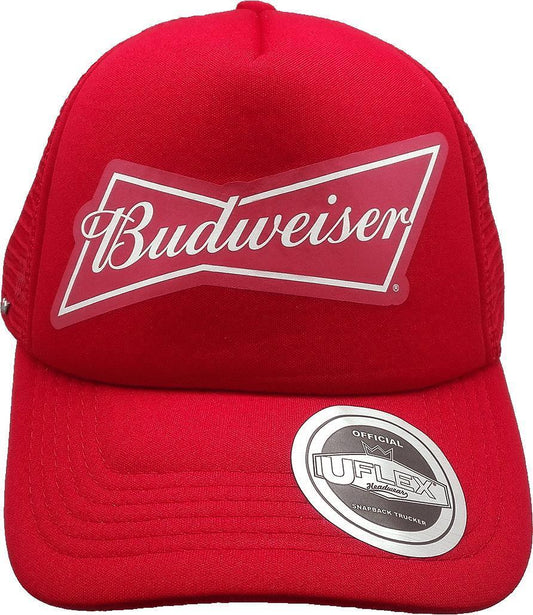 BUDU15502 Budweiser Print Uflex Curved Peak Trucker Cap